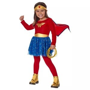 Toddler Long Sleeve Wonder Woman Dress Costume - DC Comics, size 5T.